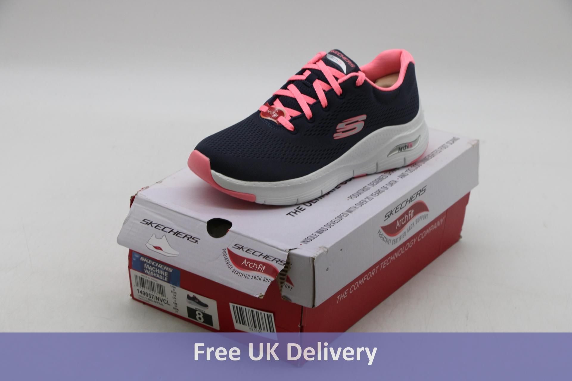 Sketchers Arch Fit Big Appeal Trainers, Black/Pink/White, UK 5. Box damaged