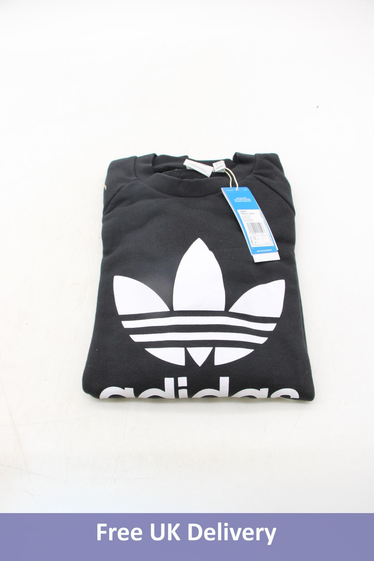 Three Adidas Trefoil Crewneck Jumpers, Black, Size L