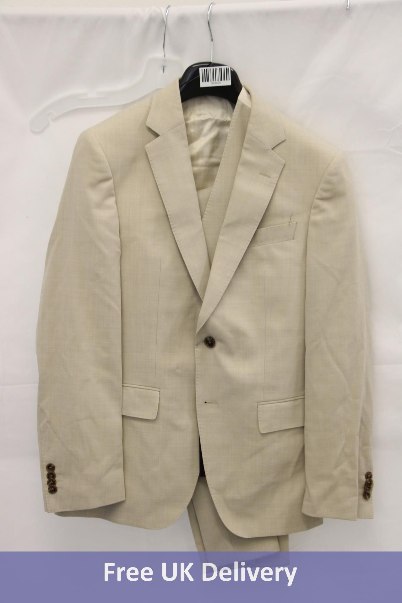 Hugo Boss Three-Piece Slim Fit Suit, Cream, Jacket Size 46, Trousers Size 23SR