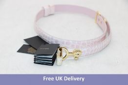 Embossed Women's Leather and Lion Horsebit Belt, Pink