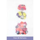 Three Ana Hagopian Dotty Square Necklace Handmade Paper Jewellery, 2x Orange/Brown/Red 1x Yellow/Mau