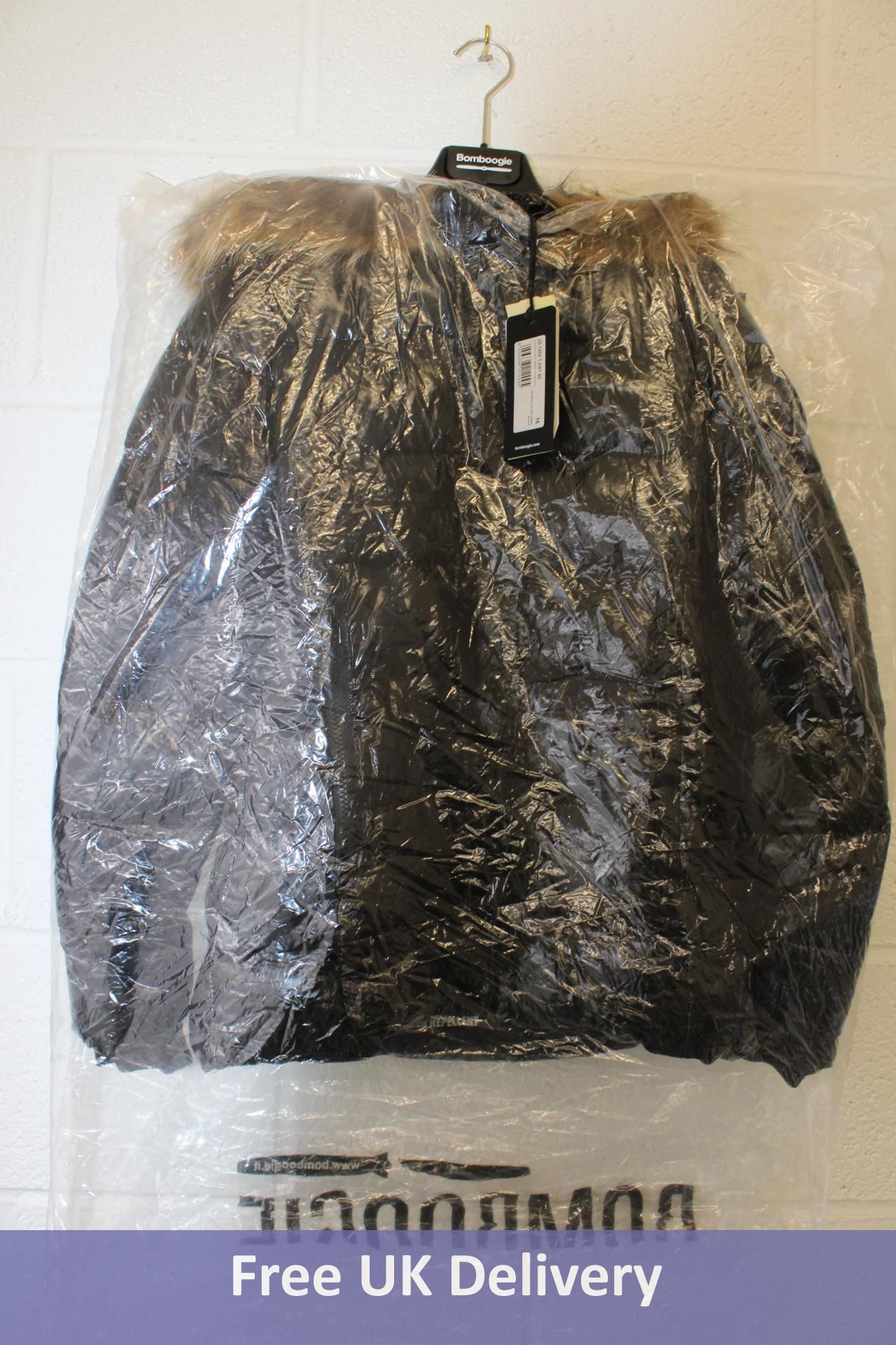 Bomboogie Down Jacket, Crystal Nylon Fabric, Black, Size 16