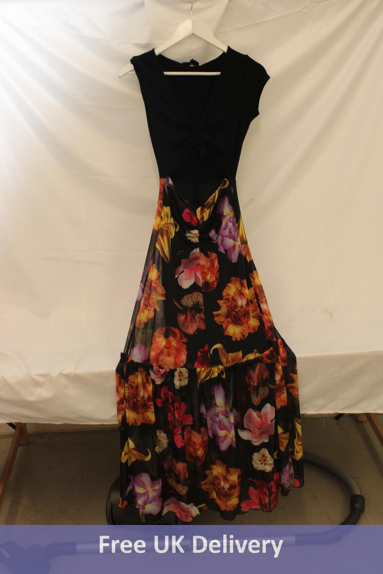 Desigual Vest-Marsella-Lacroix Floral Maxi Dress, Black/Multi, Size S