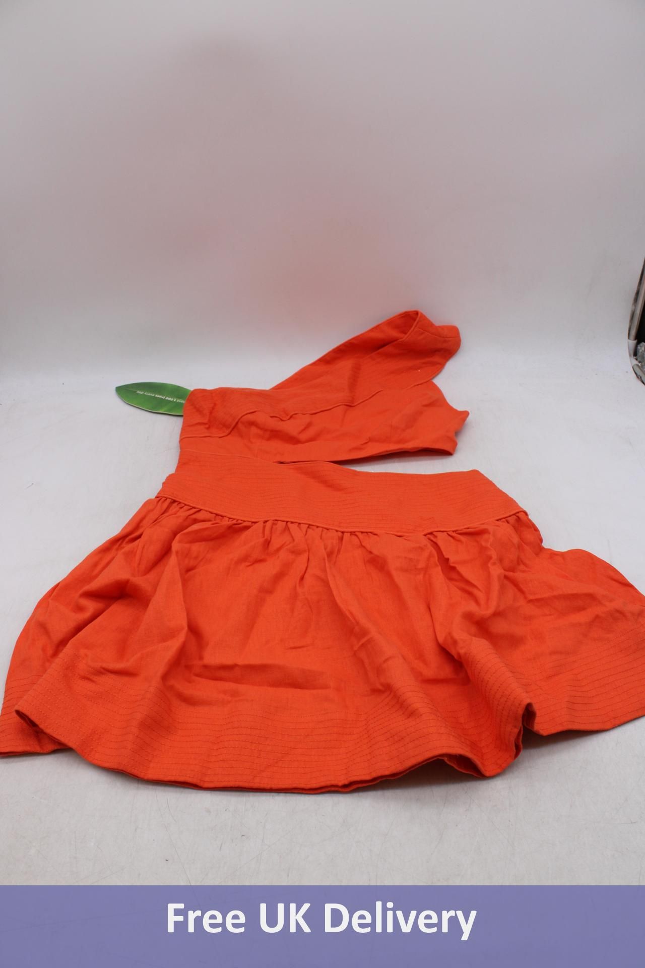 Farm Rio One Shoulder Mini Dress, Deep Orange, Size S