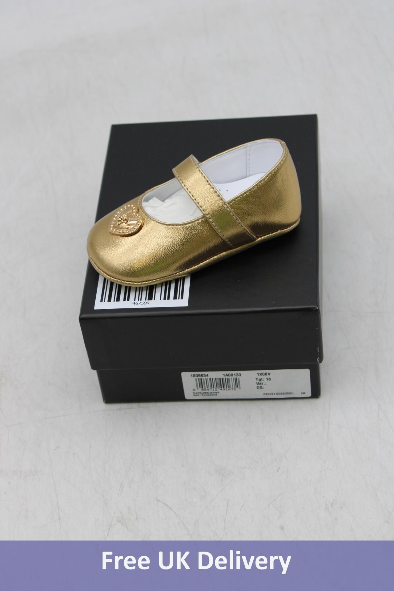 Versace Children's Heart Medusa Baby Ballerinas, Gold, Size TG 18