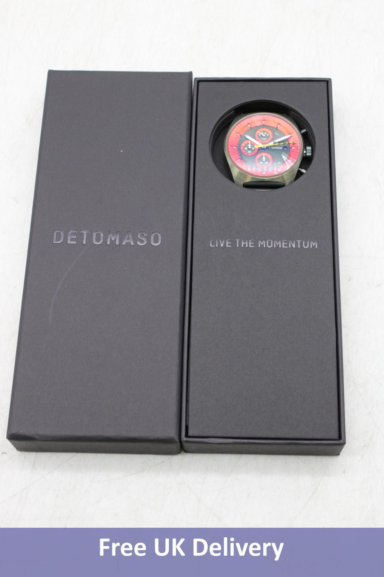 DeTomaso D10 Chrono Watch, Matt Brushed Olive Stainless Steel/Olive Orange