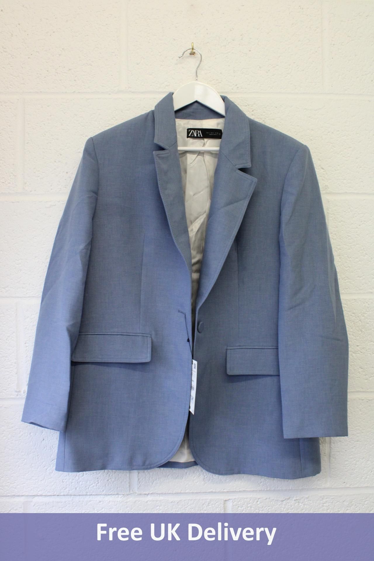 Zara Straight Cut Blazer, Blue, UK Size L