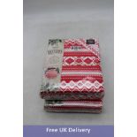 Two packs of Sleepdown Fair Isle Red Striped Abstract Reversible Soft Duvet Cover Quilt Bedding Set