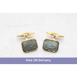 Giuliva Heritage Neptune Cufflinks, Lava Stone & Brass