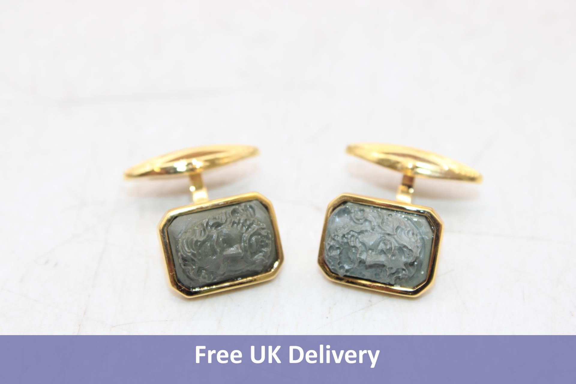 Giuliva Heritage Neptune Cufflinks, Lava Stone & Brass