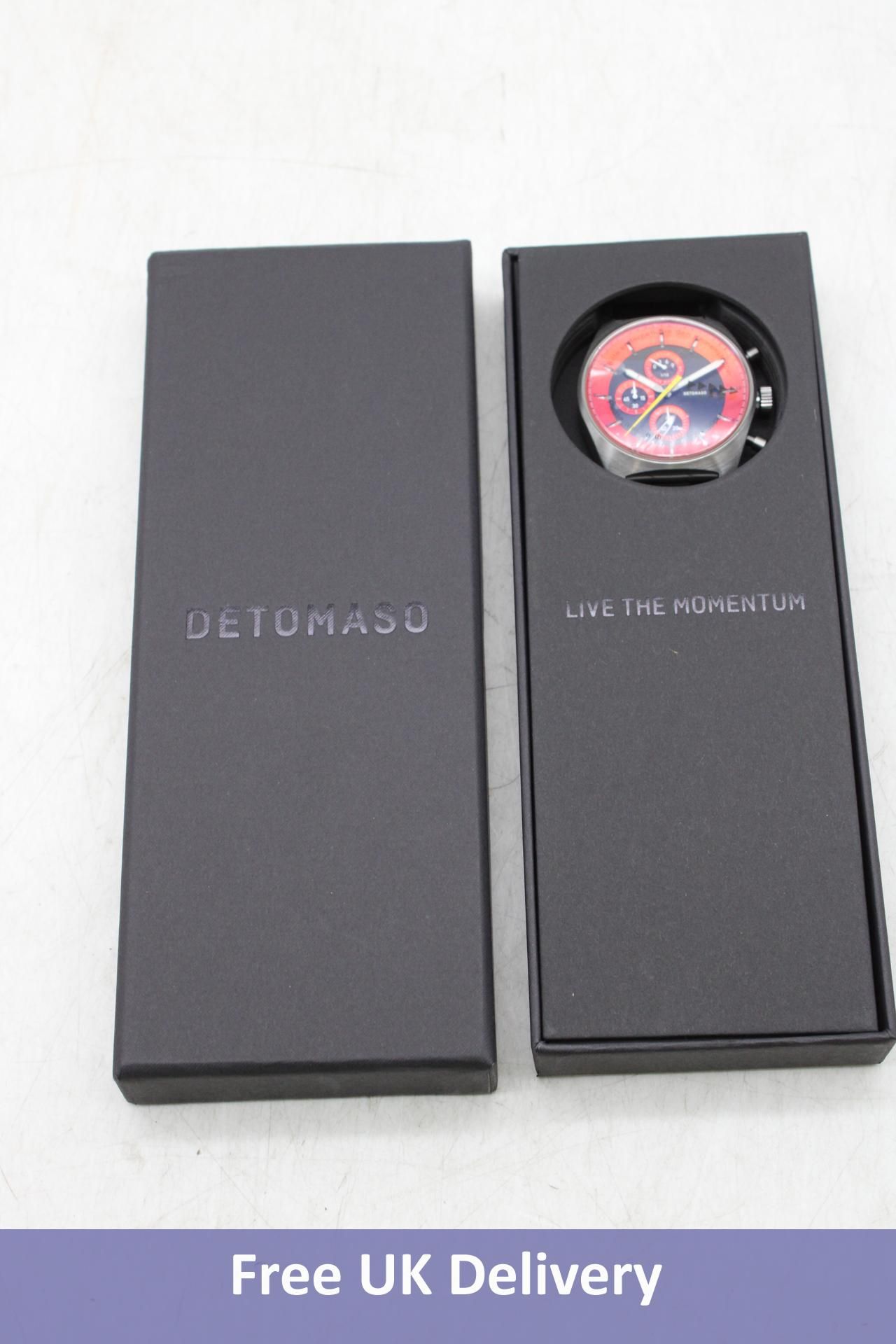 DeTomaso D10 Chrono Watch, Brushed Gray Matt Stainless Steel/Gray Orange