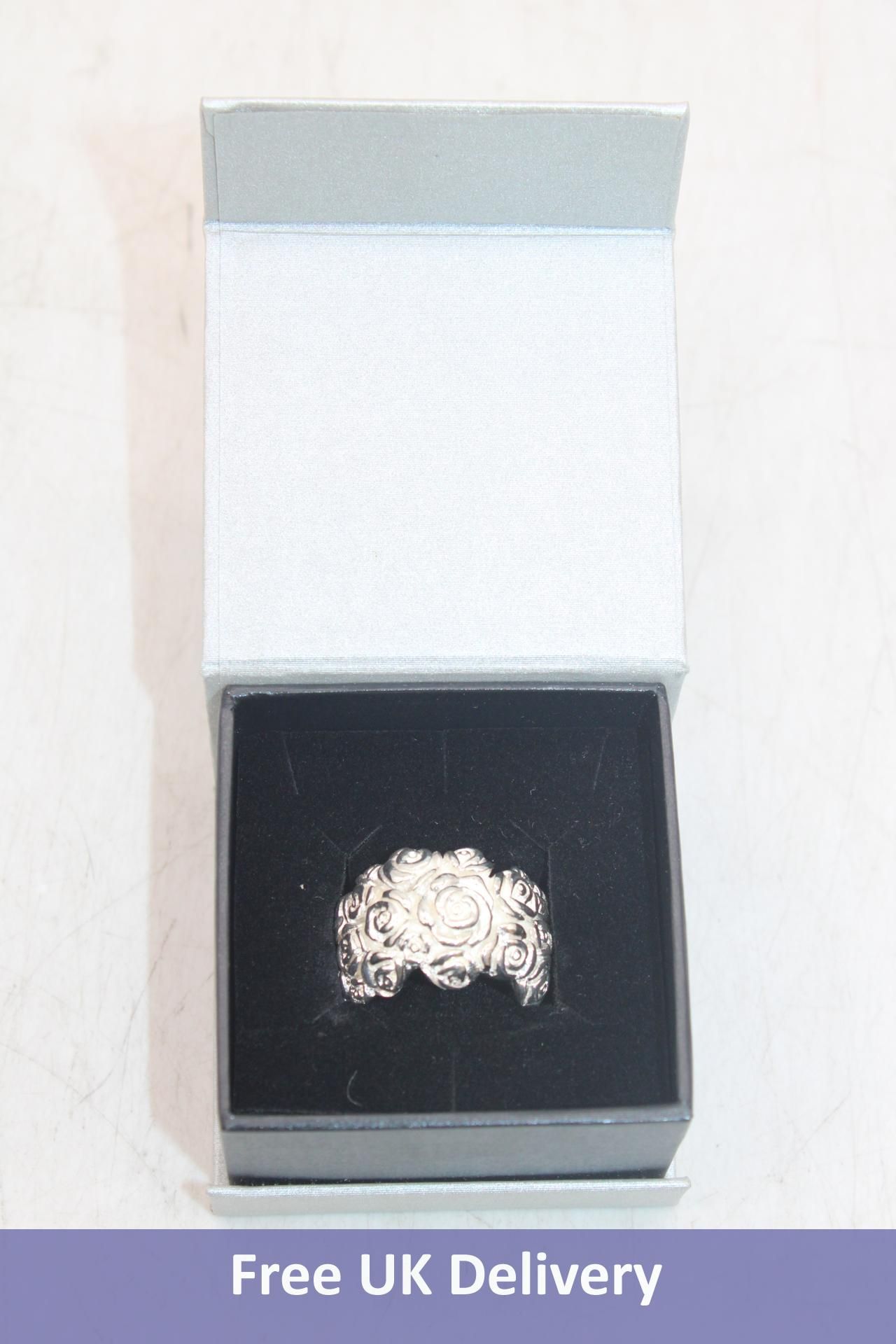 Frank Skielka Chunky Silver "Roses" Ring, 17mm Sterling Silver 925