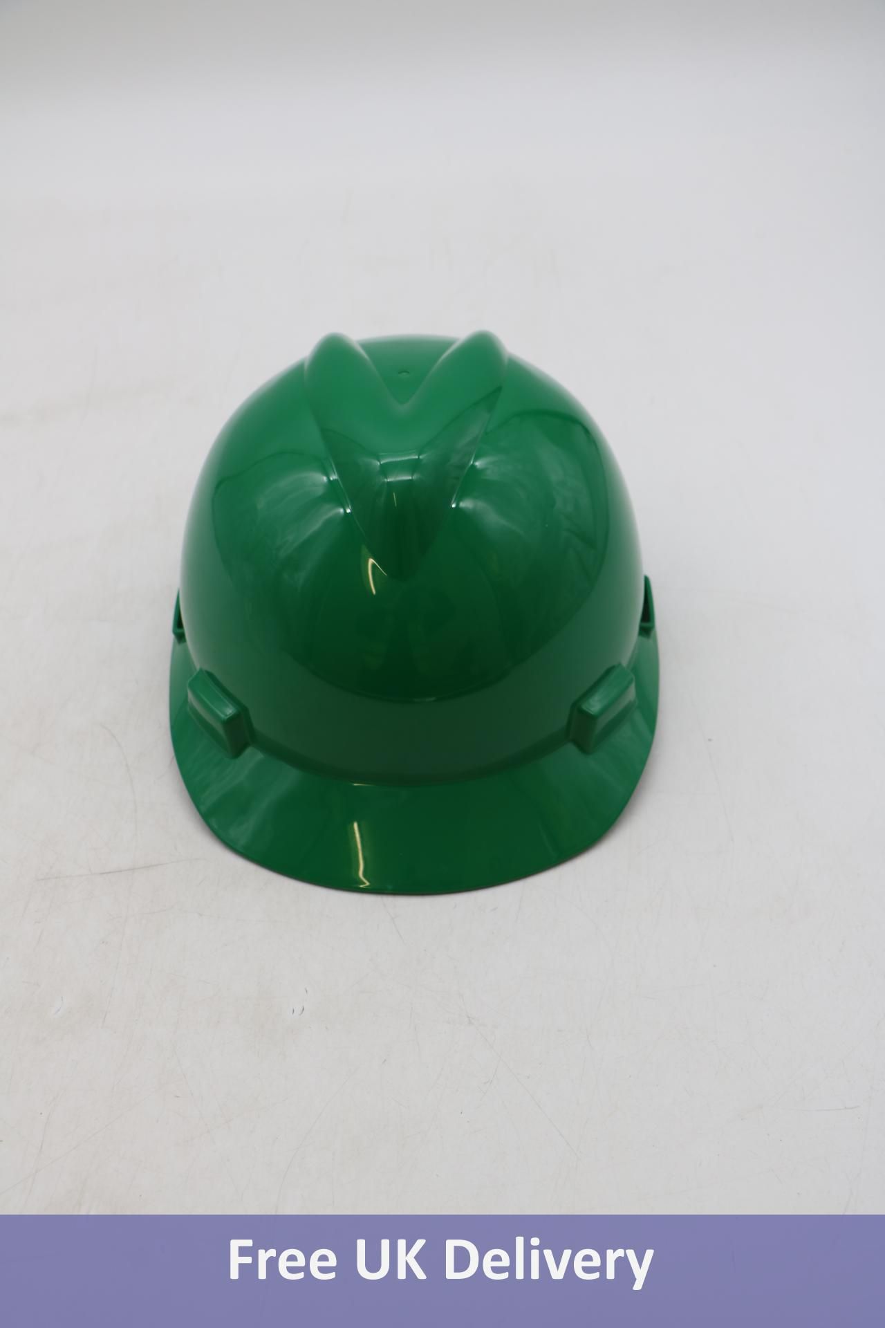Six MSA V-Gard Safety Hard Hat, Green, Size S/M