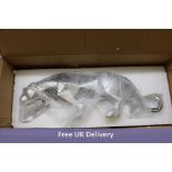 D4815RS Panther Modern Low Poly Design Resin Sculpture with Mirror Effect, Silver, Size 14x45x9 cm