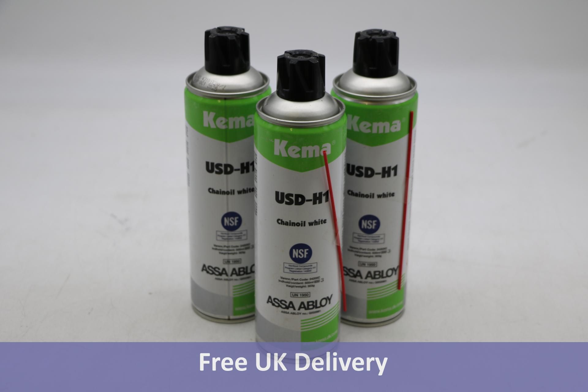 Twenty-four Cans of Kema USD-H1 Chain Oil White, Expiry 10/2025