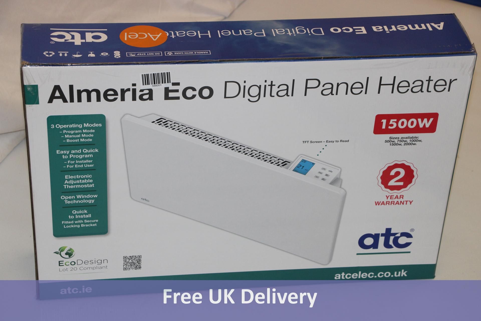Almeria AC6963 Eco Digital Panel Heater, White, Size 1500w