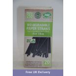 Twenty packs of PPS Bio-Degradable Paper Straws, Black, 20cm, 250x per pack
