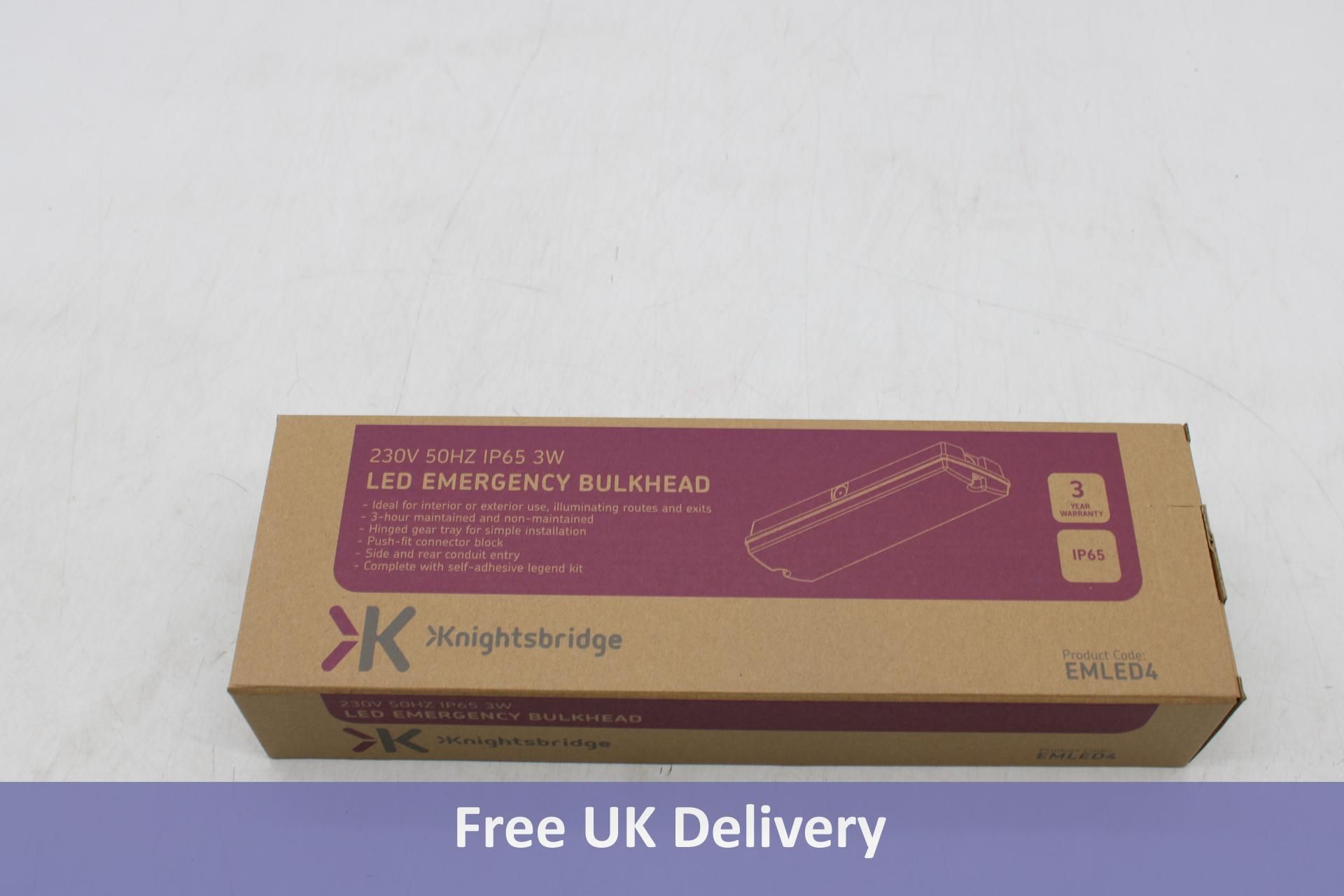 Twelve Knightsbridge 230 Volt IP65 3 Watt LED Emergency Bulkhead