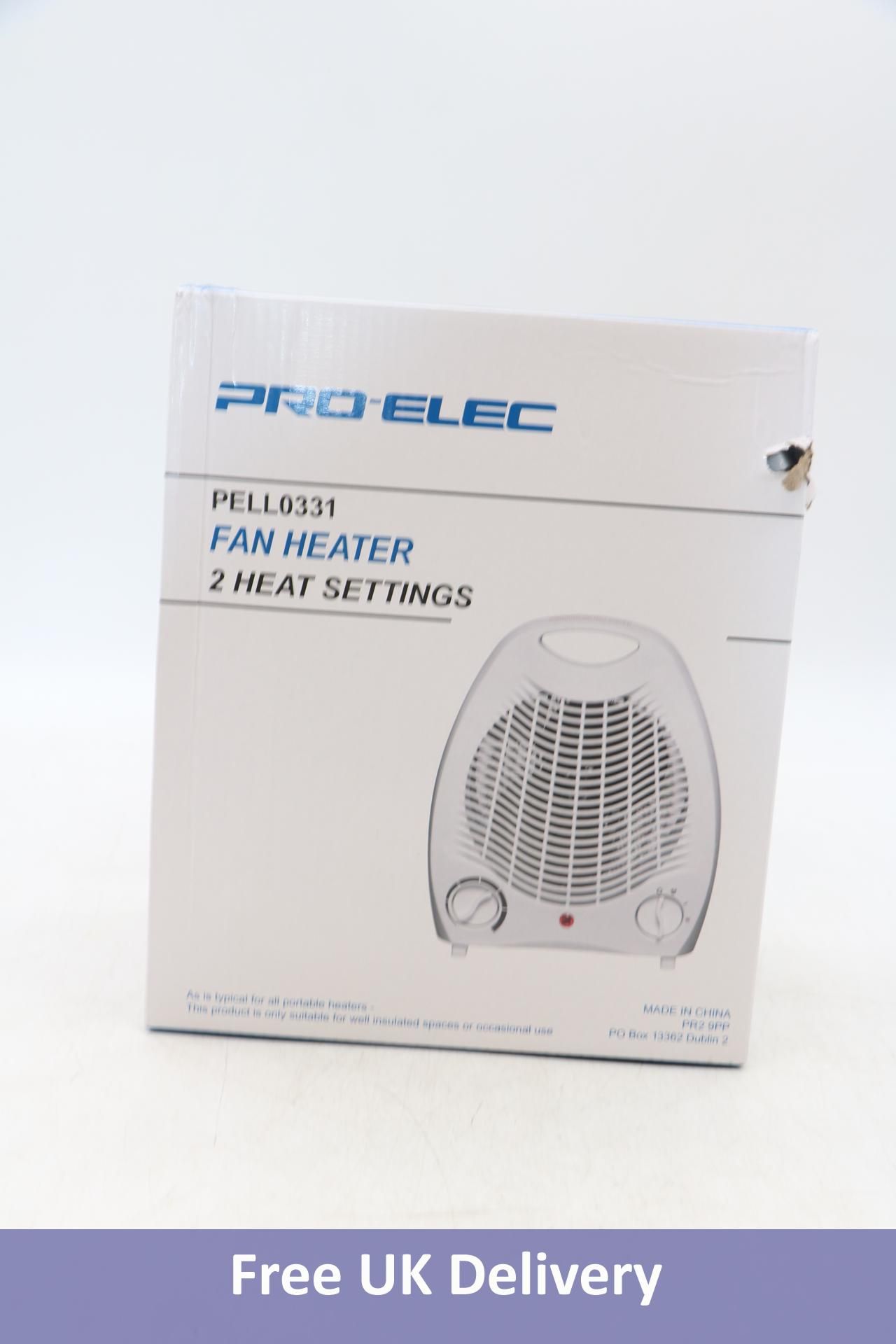 Six ProElec PELL0331 2Kw Fan Heaters, 2 Heat Settings, Thermostat Control, White