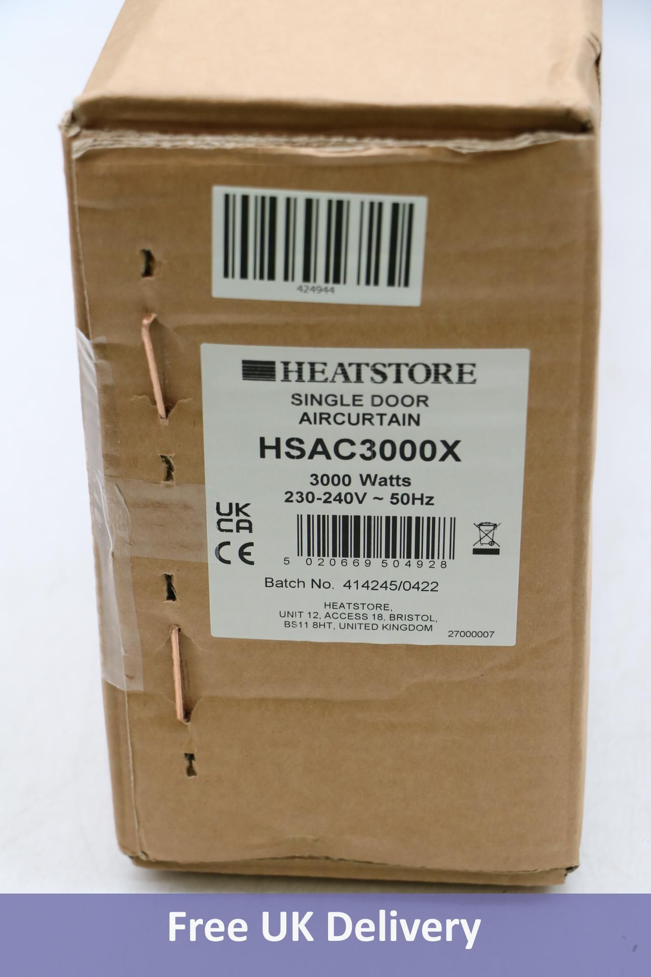 Heatstore Single Door Aircurtain 3000 Watts, 230-240v-50Hz