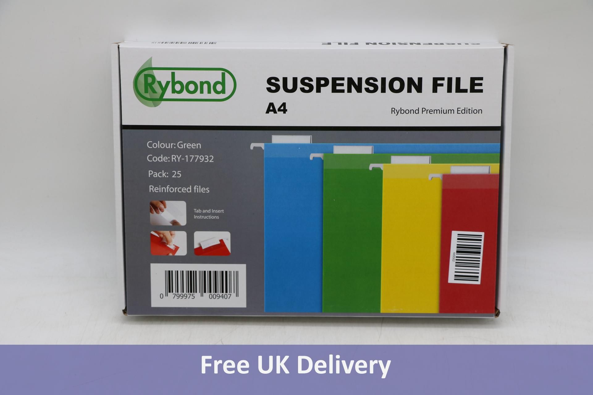 Four Packs of Rybond Suspension Files A4, 25 Per Pack. Box damaged