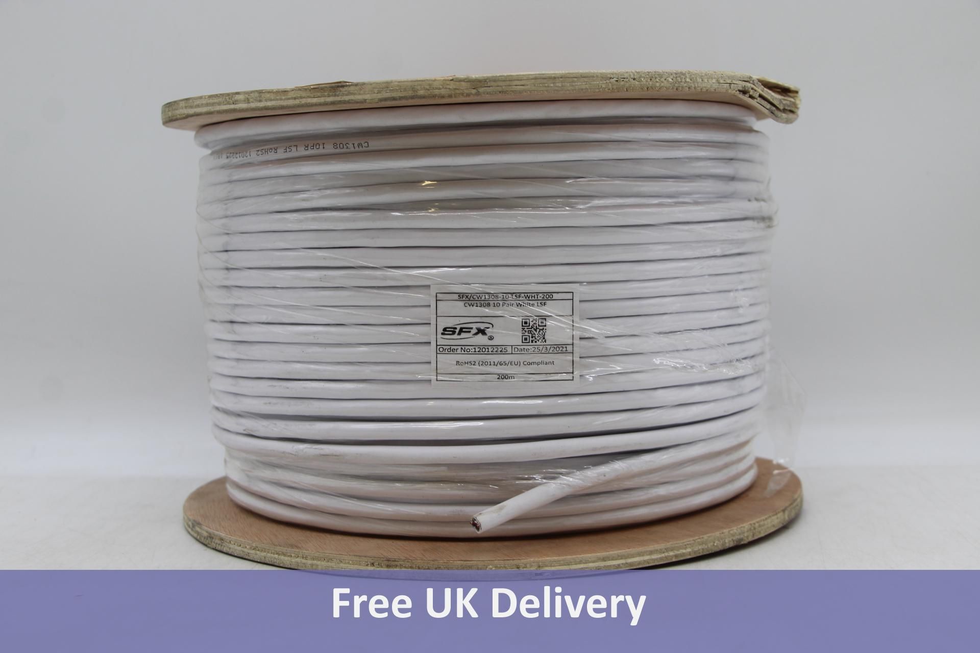 SFX CW1308 Telephone Cable 10 Pair PVC, White, 200m