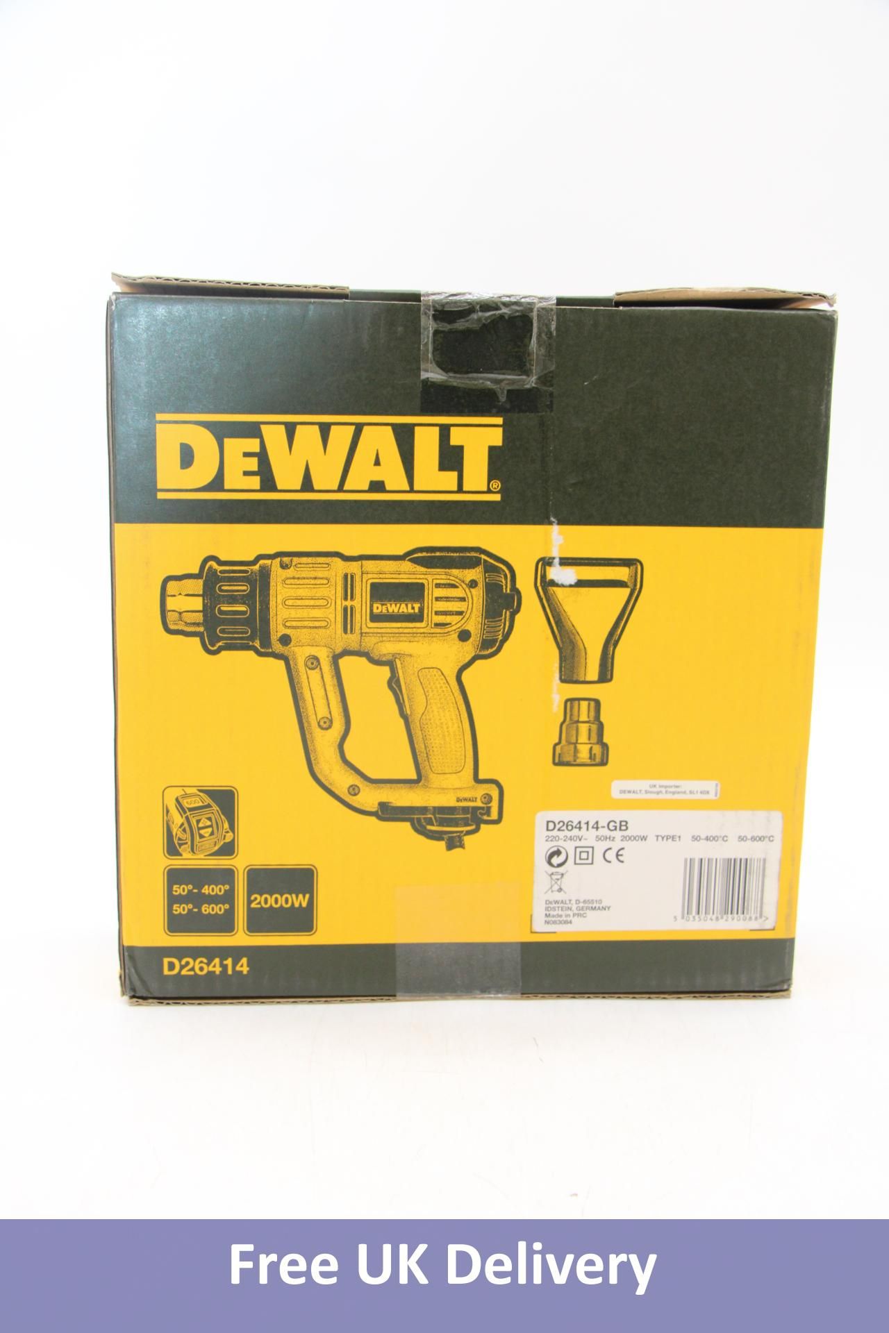 DeWalt D26414-GB 2000W 240V LCD Premium Heat Gun, Yellow/Black. Box damaged