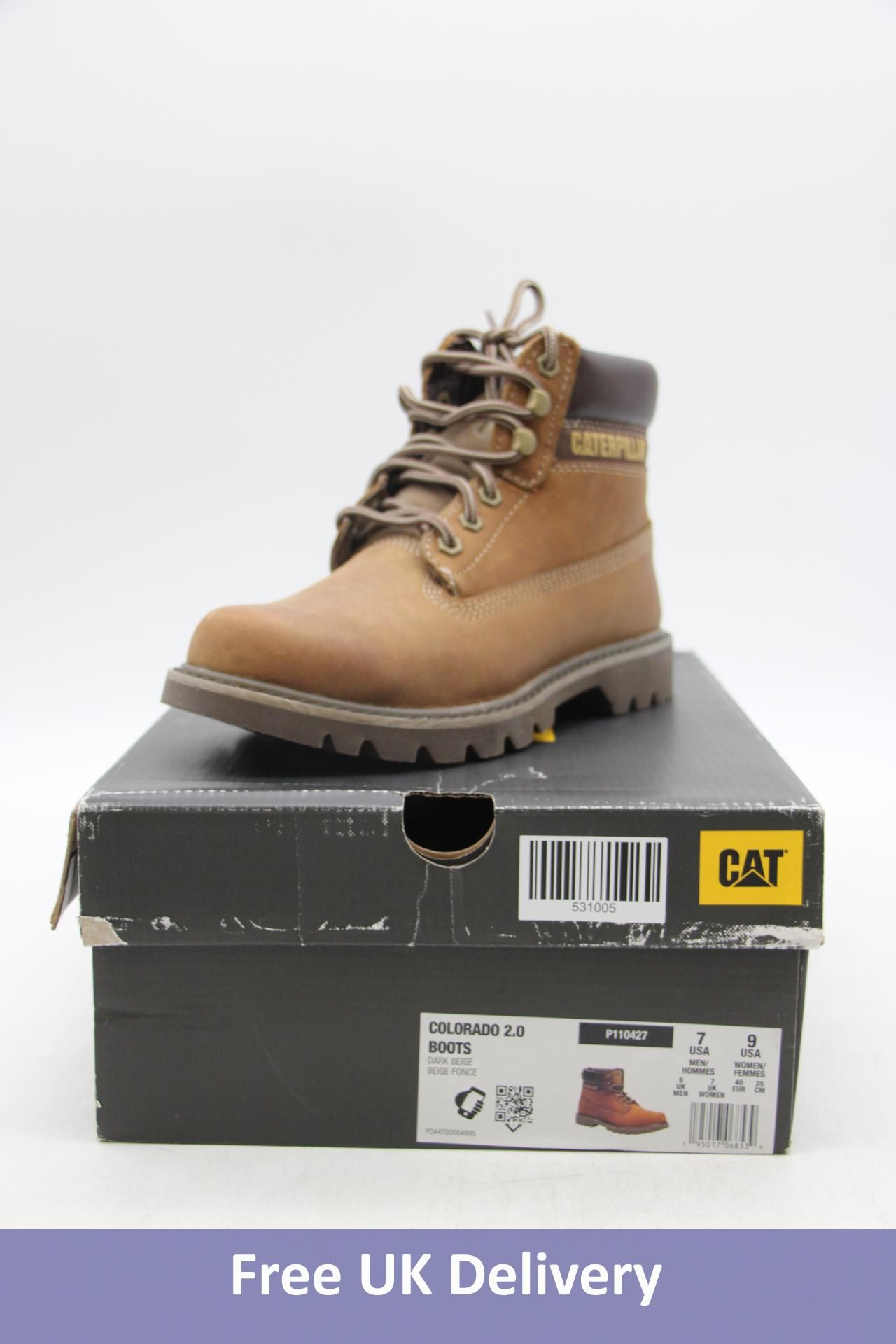 Caterpillar Colorado 2.0 Boots, Dark Beige, UK 6. Box damaged