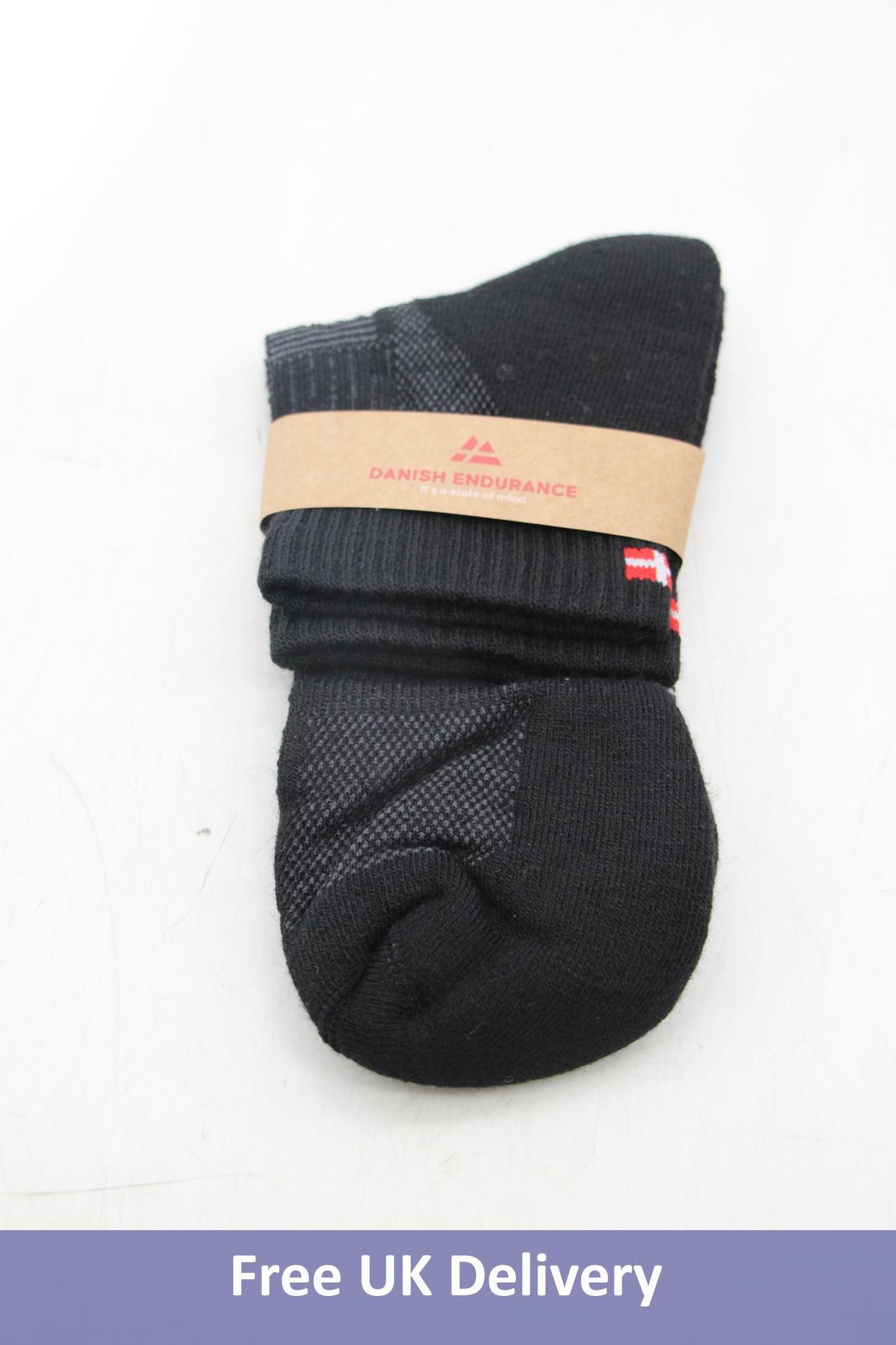 Two Packs of Merino Unisex Wool Hiking Low Cut Socks, Black, UK Size 9-12, 3 Pairs Per Pack