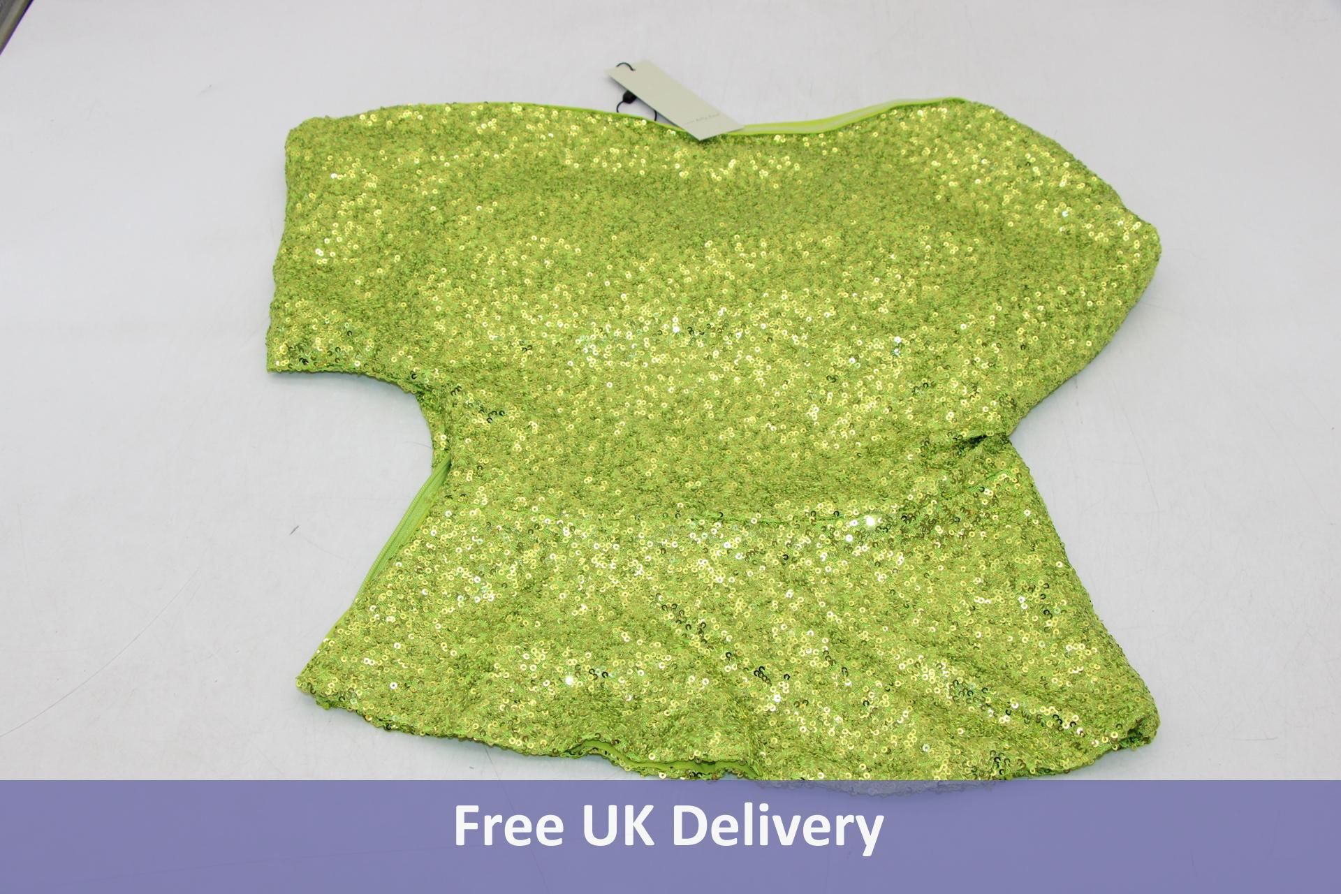 Never Fully Dressed Sequin Tilly Top, Lime, UK 8