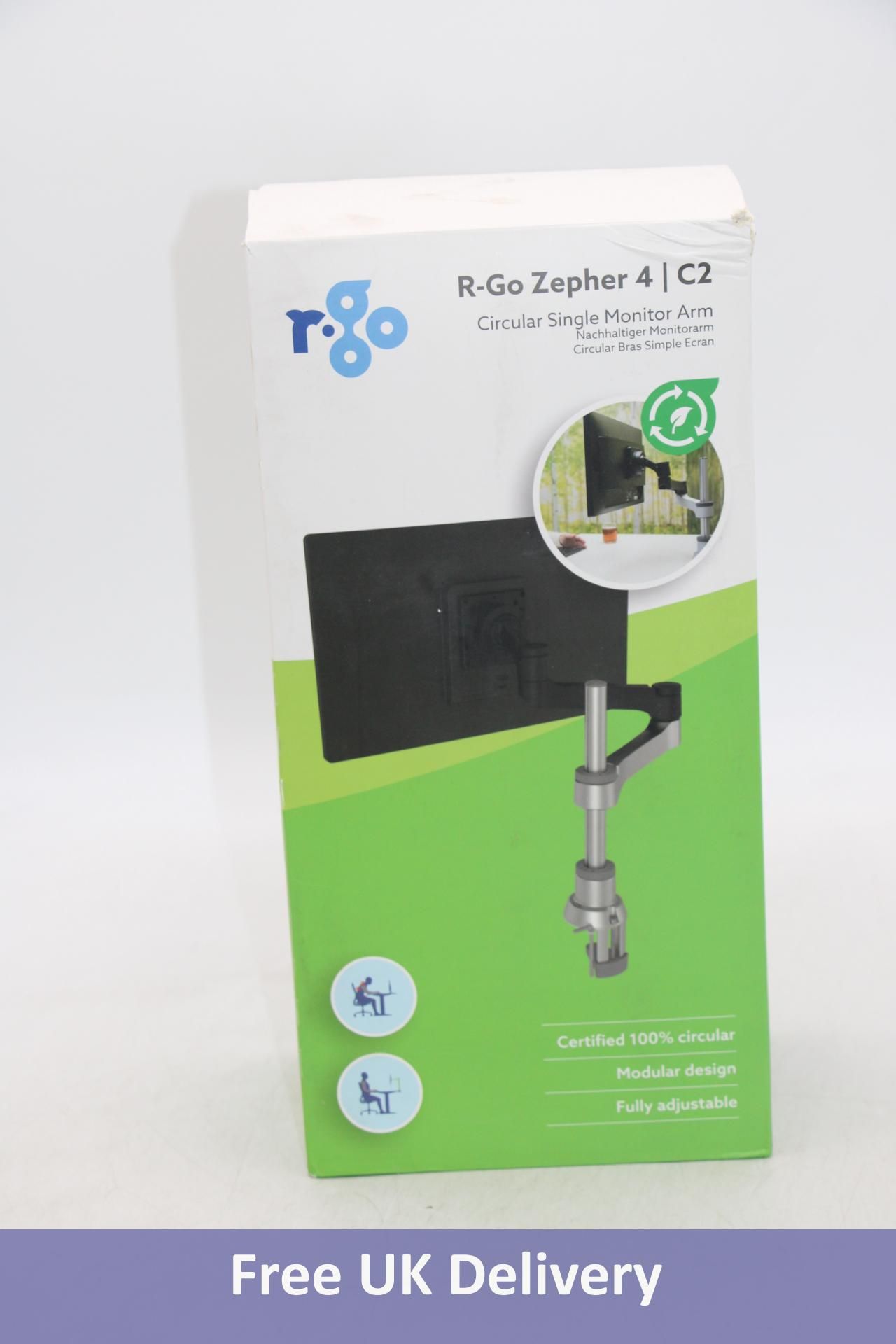 R-Go Zepher 4 C2 Single Monitor Arm Desk Mount Black/Silver. Box damaged