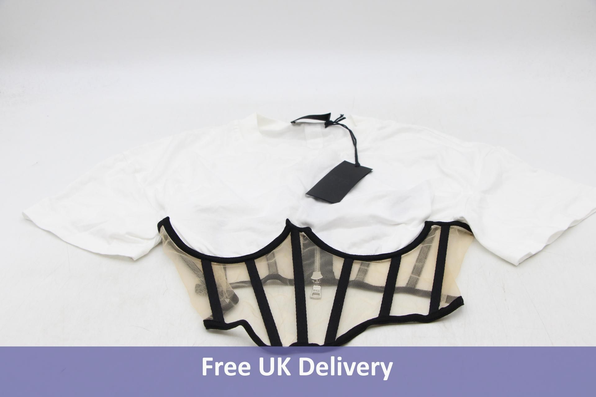 R+A Angelo Top, White/Black, Size M