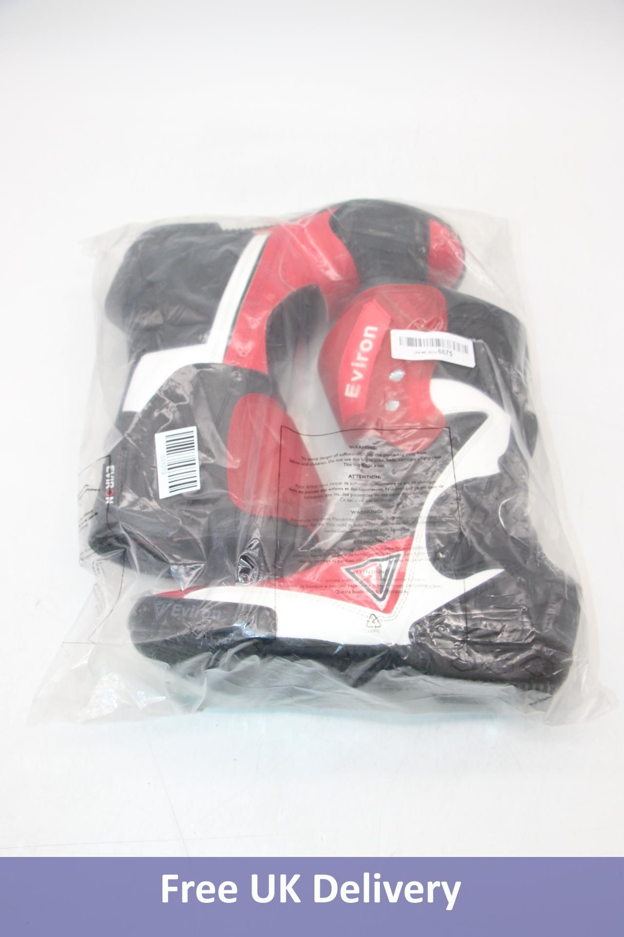 Eviron Waterproof Motorbike Boots, Black/Red/White, UK 9, No Box