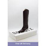 Maryana Women's Lo Crocodile-Embossed Leather Boots, Dark Chocolate, Size 39. Box damaged