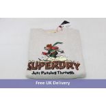 Superdry Travel Postcard Graphic Crew Sweatshirt, Oat Cream Marl, UK M