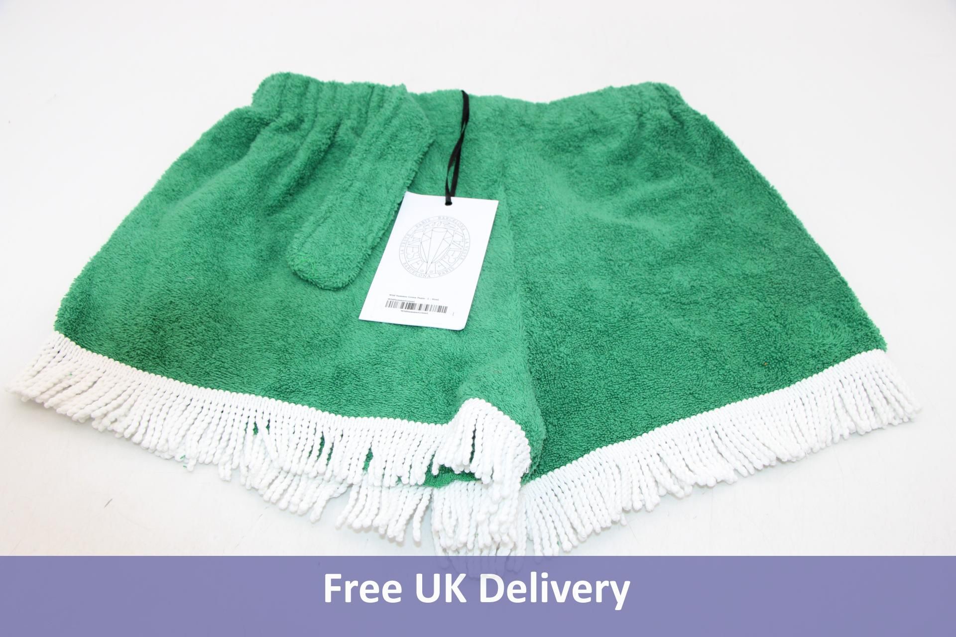 La Veste Wild Summer Green Towel Shorts with Tassels, Green, Large