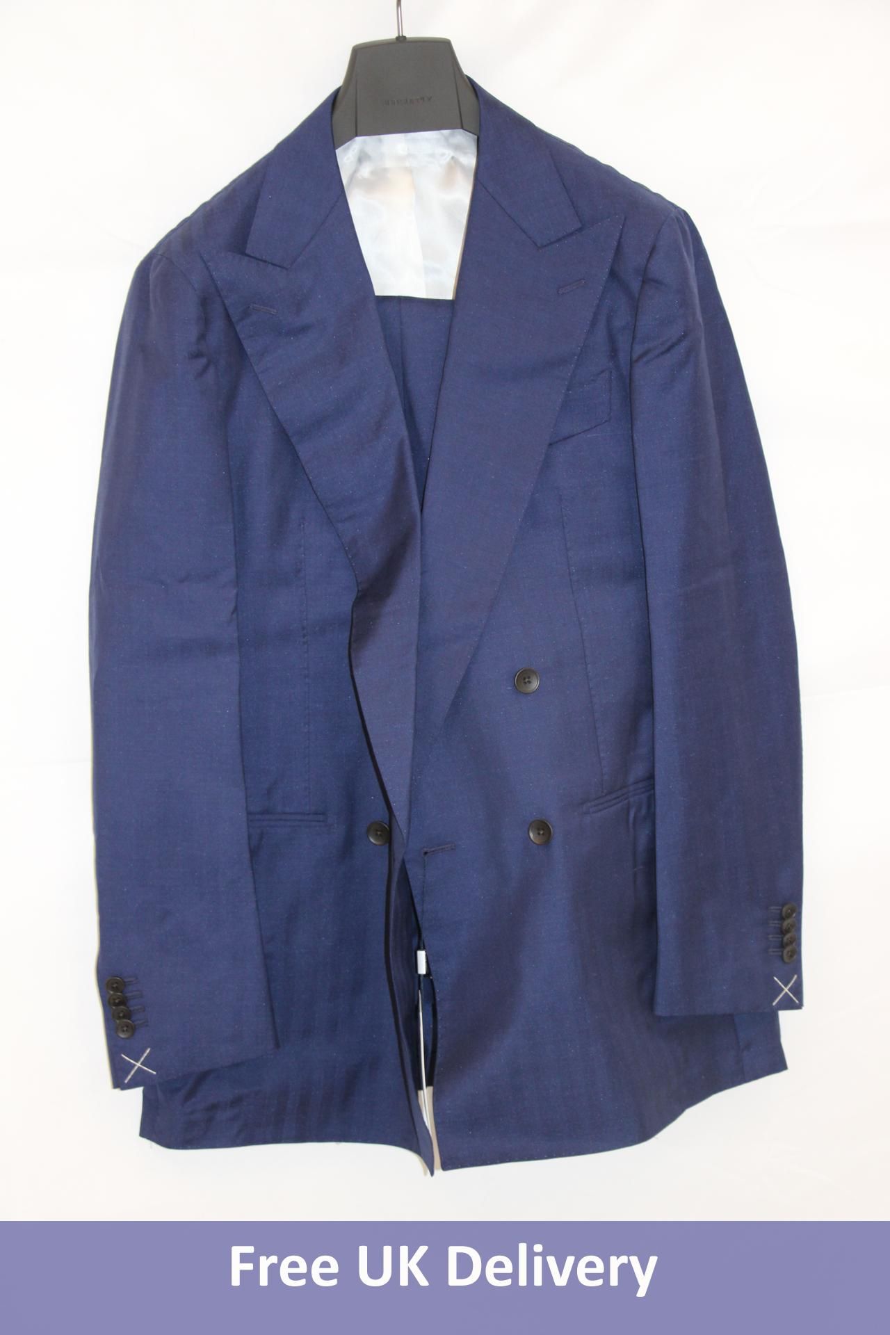 Suitsupply Herringbone Perennial Tail Suit, Mid Blue, Jacket UK38/Trousers 48. Box damaged