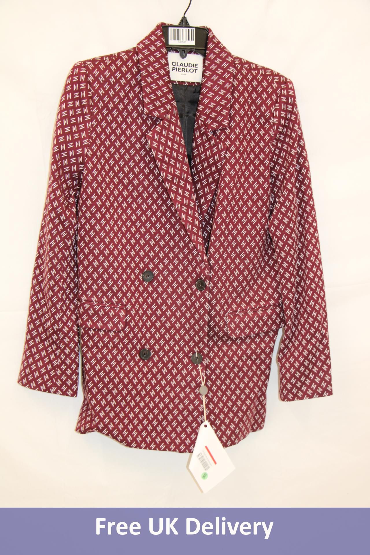 Claudie Pierlot 122VIMY Printed Blazer, Maroon, Size 38