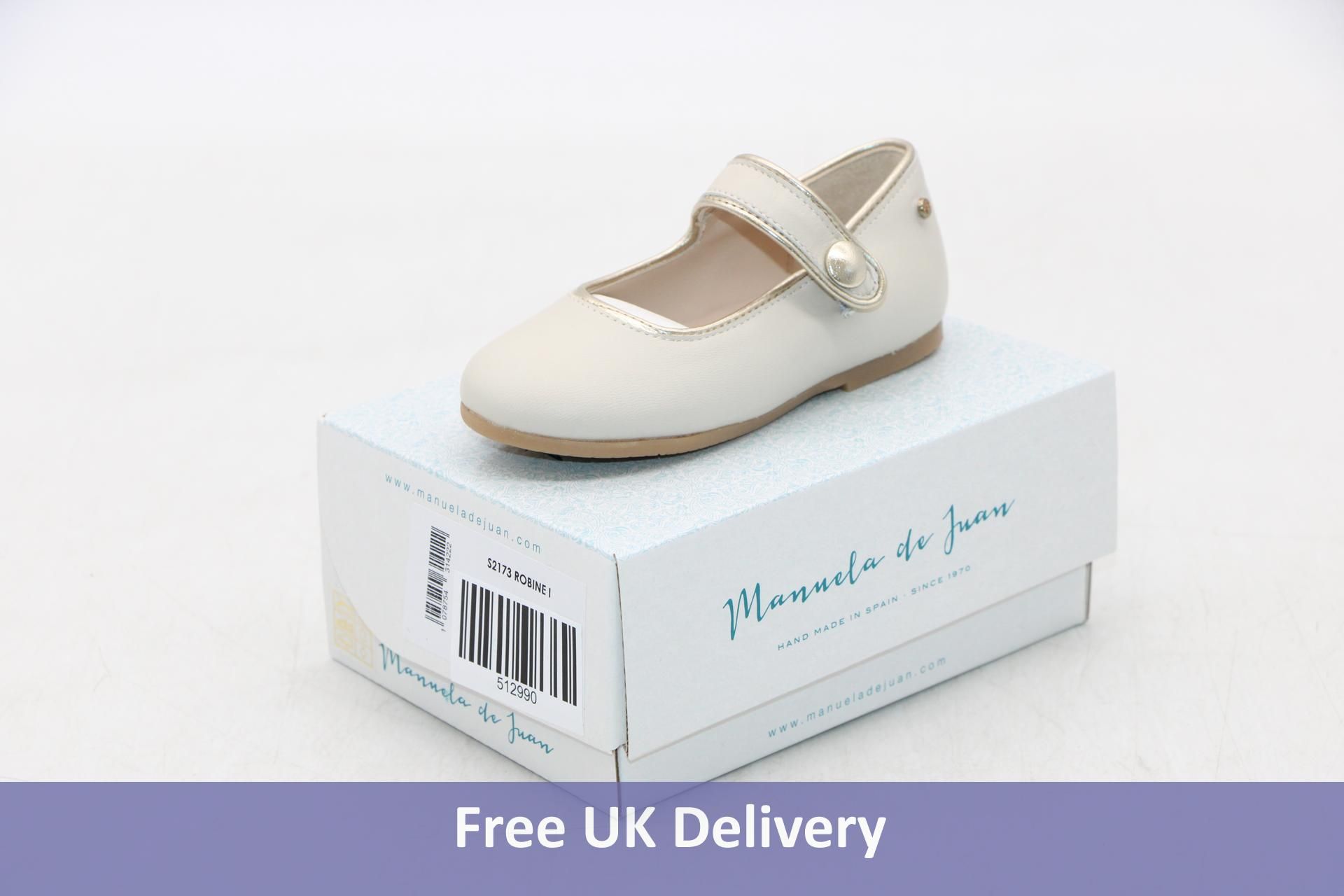 Manuela De Juan Leather Pump Shoes S2173, Cream Nappa, Size EU 22 Kids