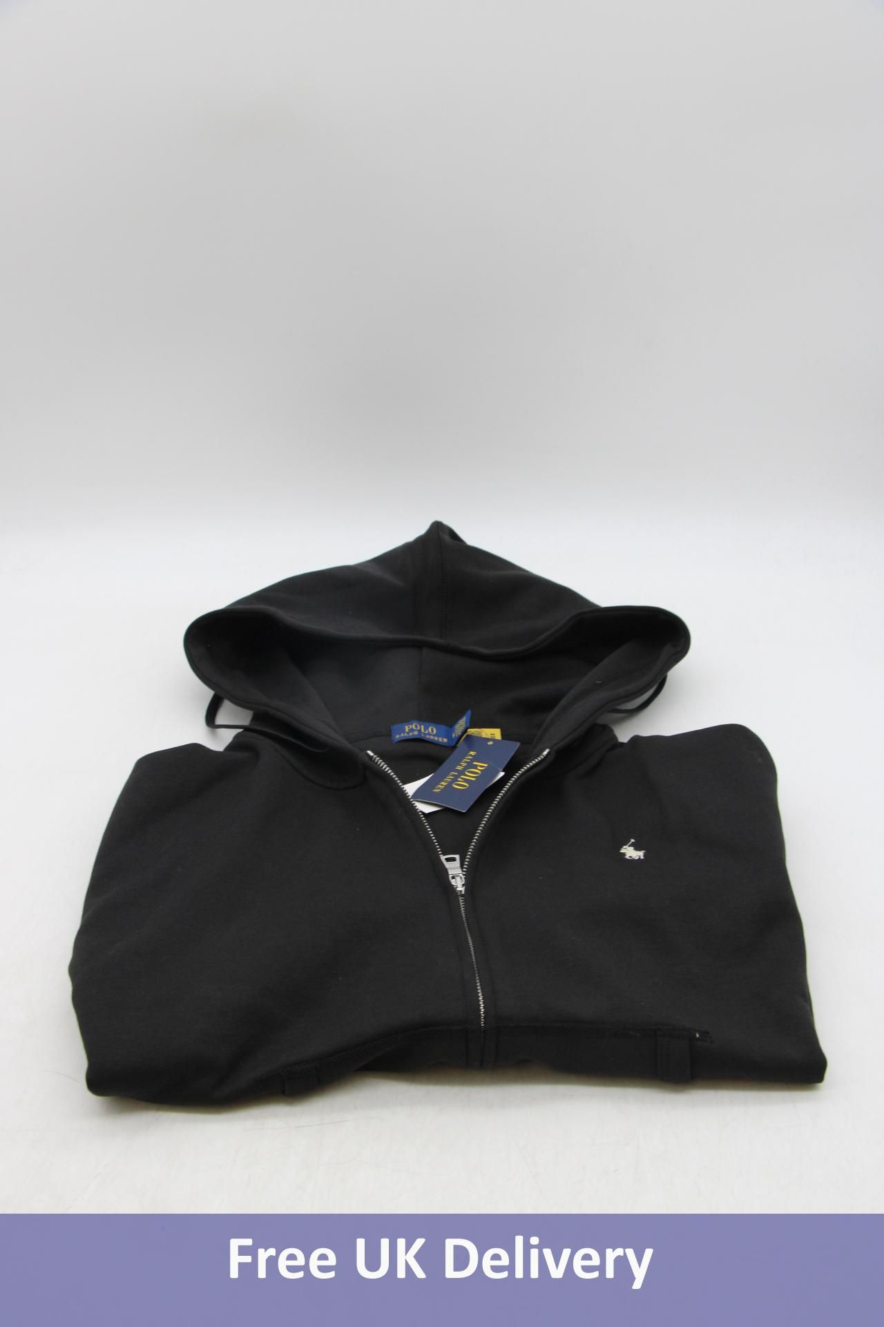 Ralph Lauren Double Knit Tech Fleece Full Zip Hoodie, Black, Size M