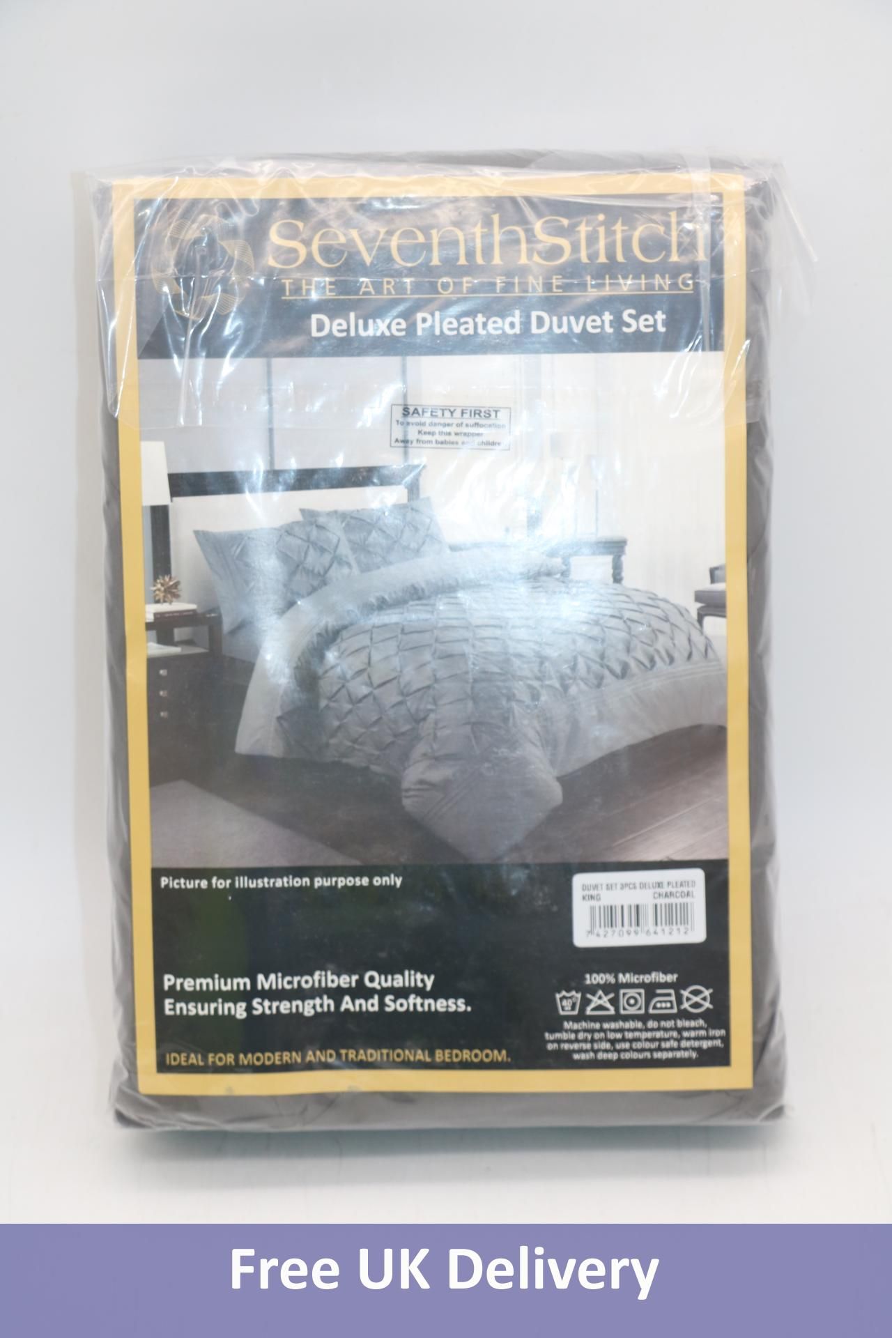 Four packs of Seventh Stitch Deluxe Pleated 3pcs Duvet Sets, each to include 1x Cover, 230 x 220cm,