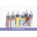Six Solid Ink Tattoo Ink, 1oz, Include 2x Old Rose, 2x Banana 2x Tiger, Expiry Date 07/2027