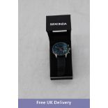 Sekonda Velocity Chronograph Men's Watch Stainless Steel Case & Black Leather Strap with Blue Dial 3