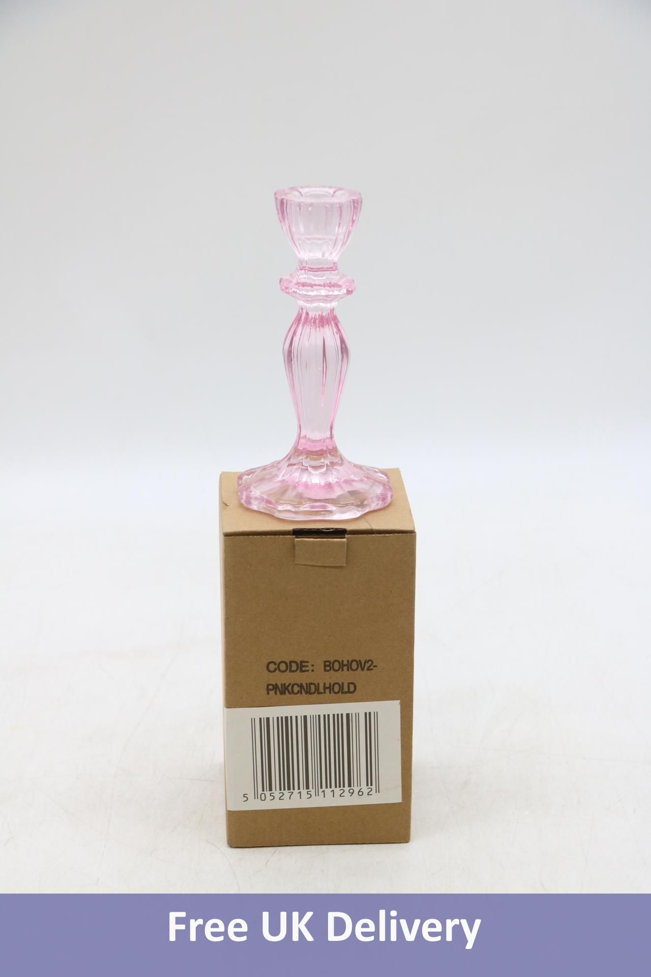 Six Talking Tables Glass Candlestick Holders, Pink