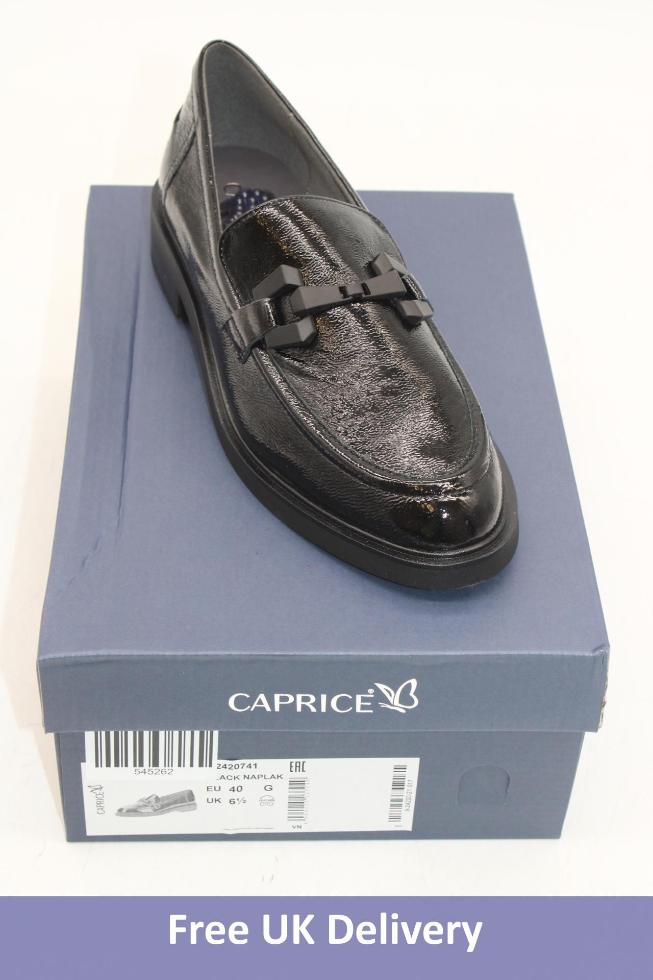 Caprice Naplak Flat Shoes, Black, UK 5