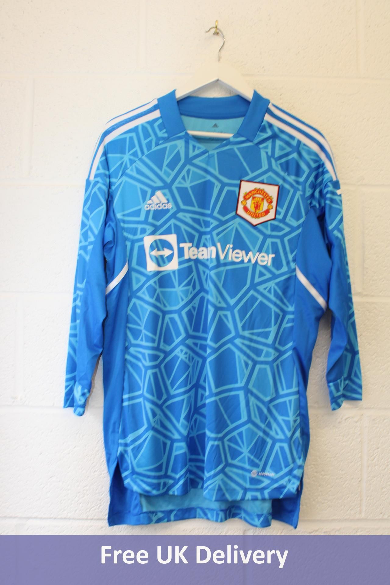 Adidas Manchester United GK Shirt, Blue/White, UK L