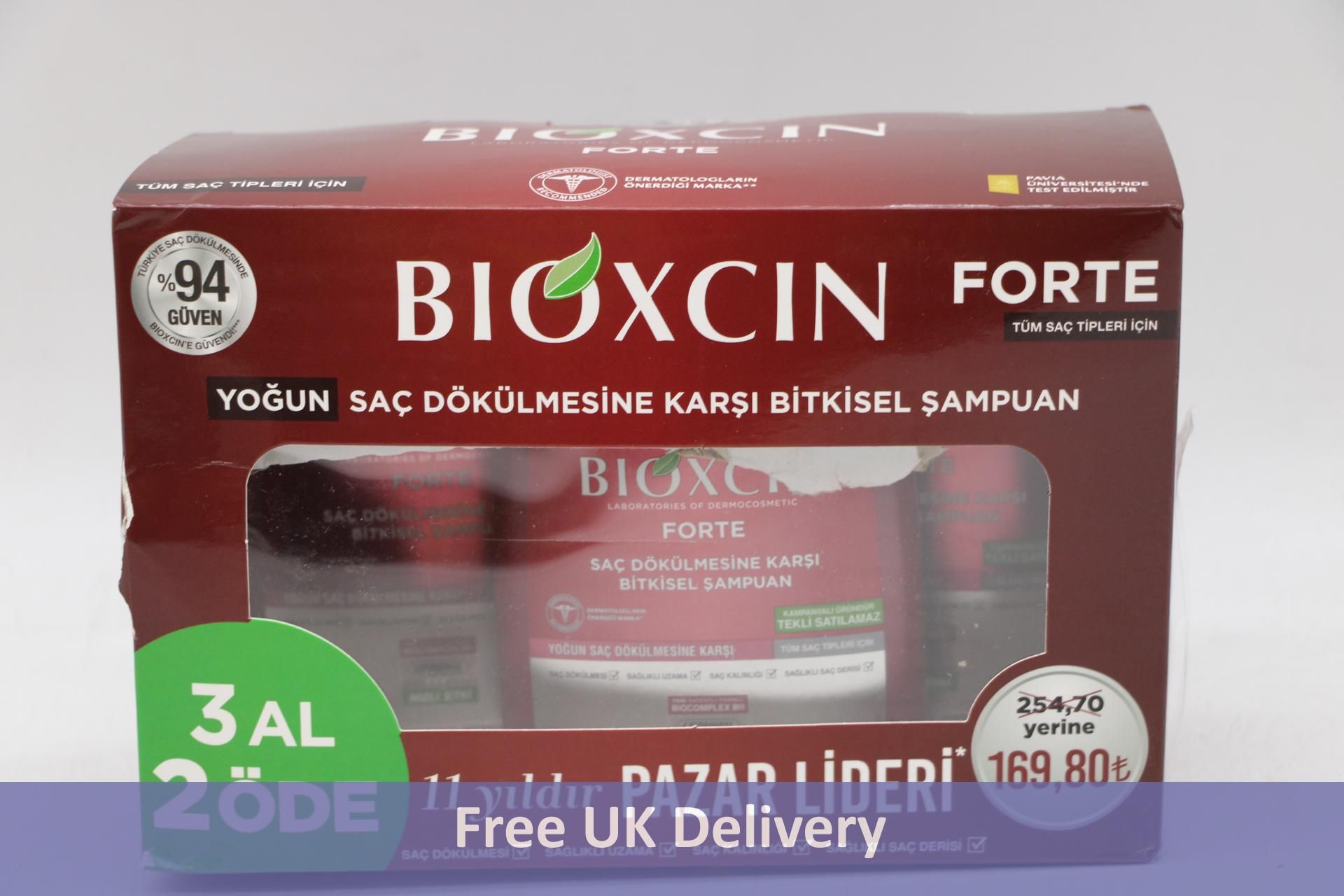 Bioxsine Unisex Vegetable Forte Serum Spray for Severe Hair Loss, 3 x 300ml. Box damaged