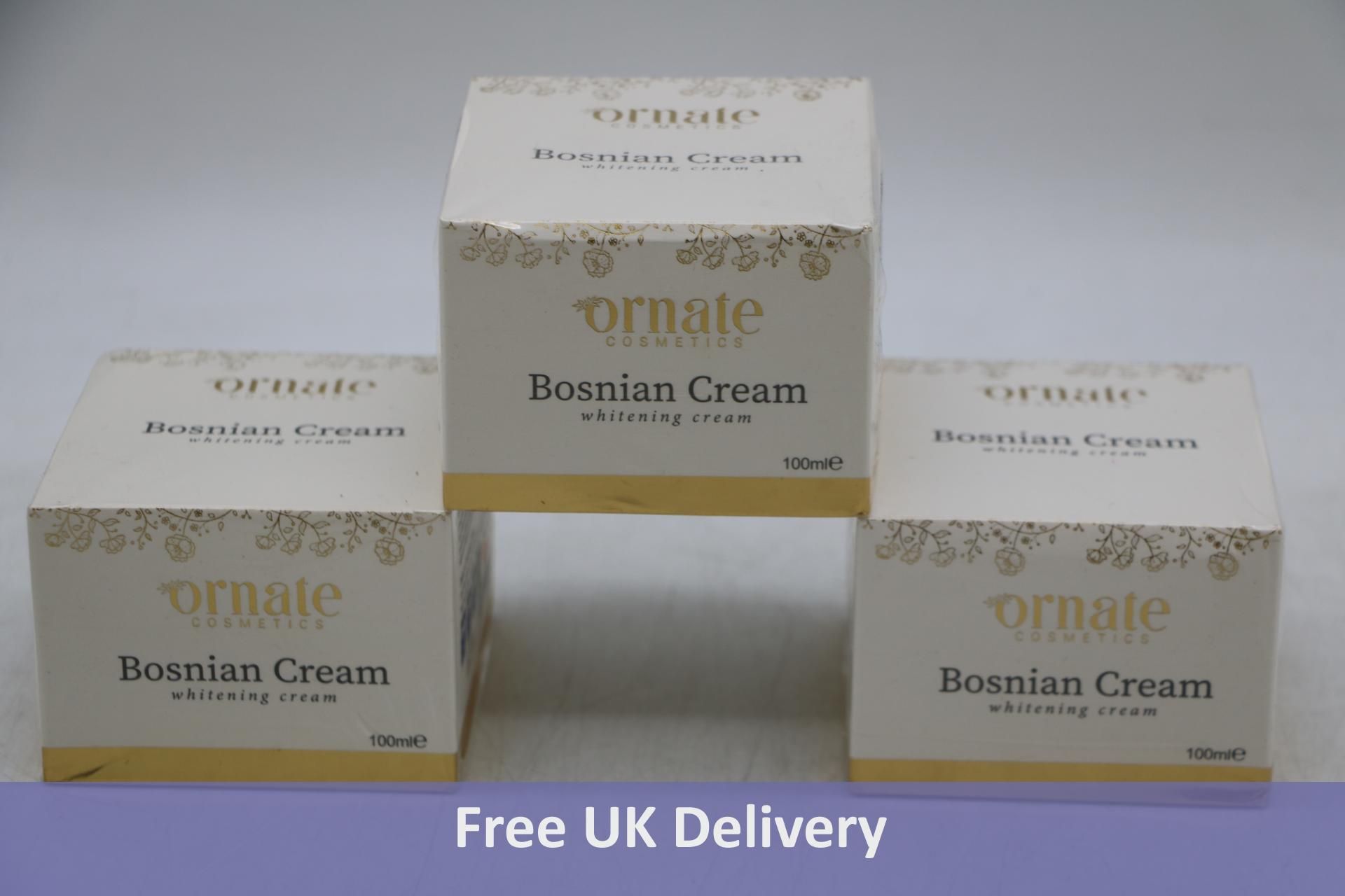 Four Ornate Cosmetics Bosnian Cream, Whitening Cream, 100ml per Bottle
