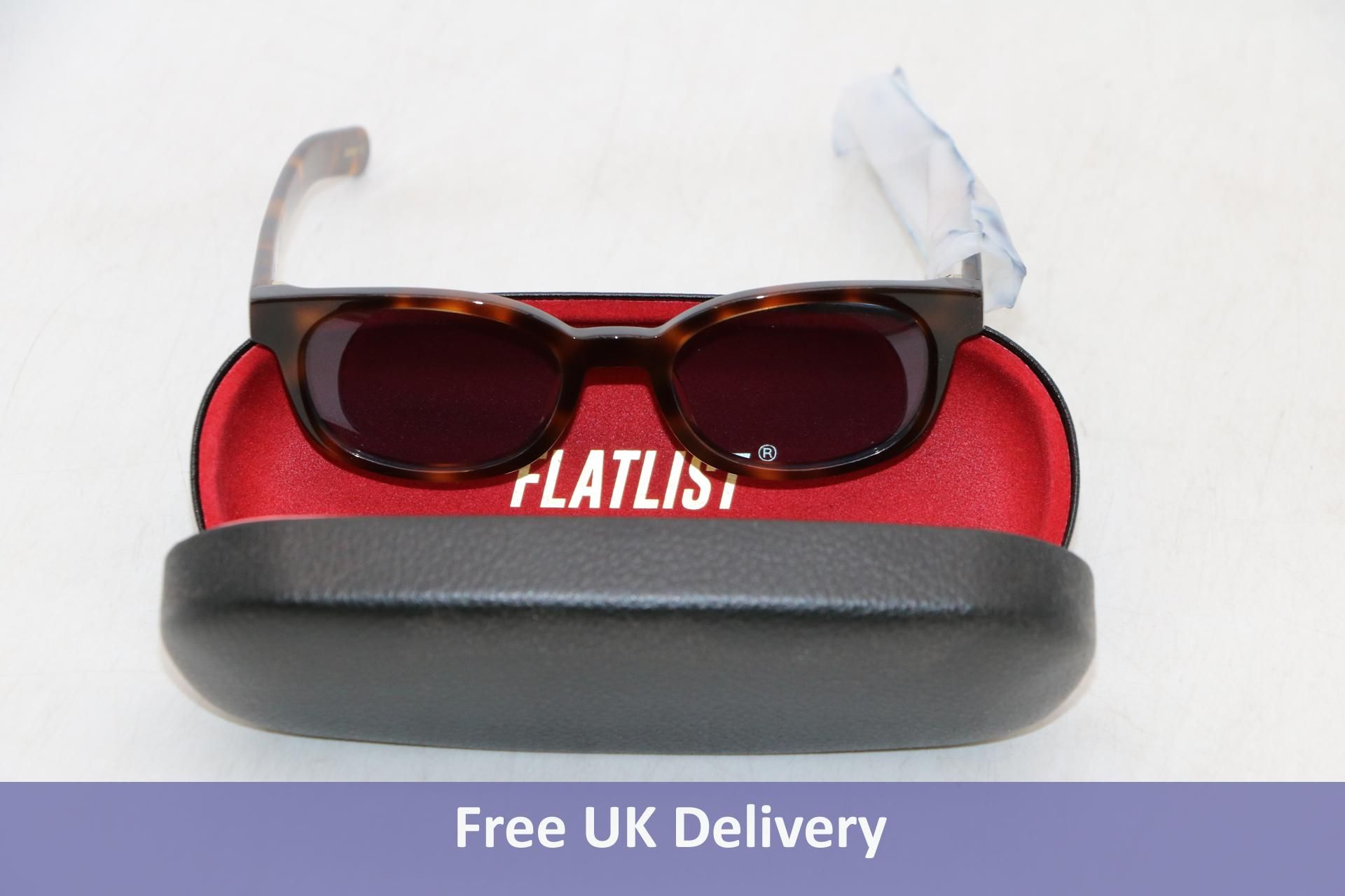 Flatlist Le Bucheron Sunglasses, Tortoise/Solid Blue Lens 004 698, Box and Case Damaged