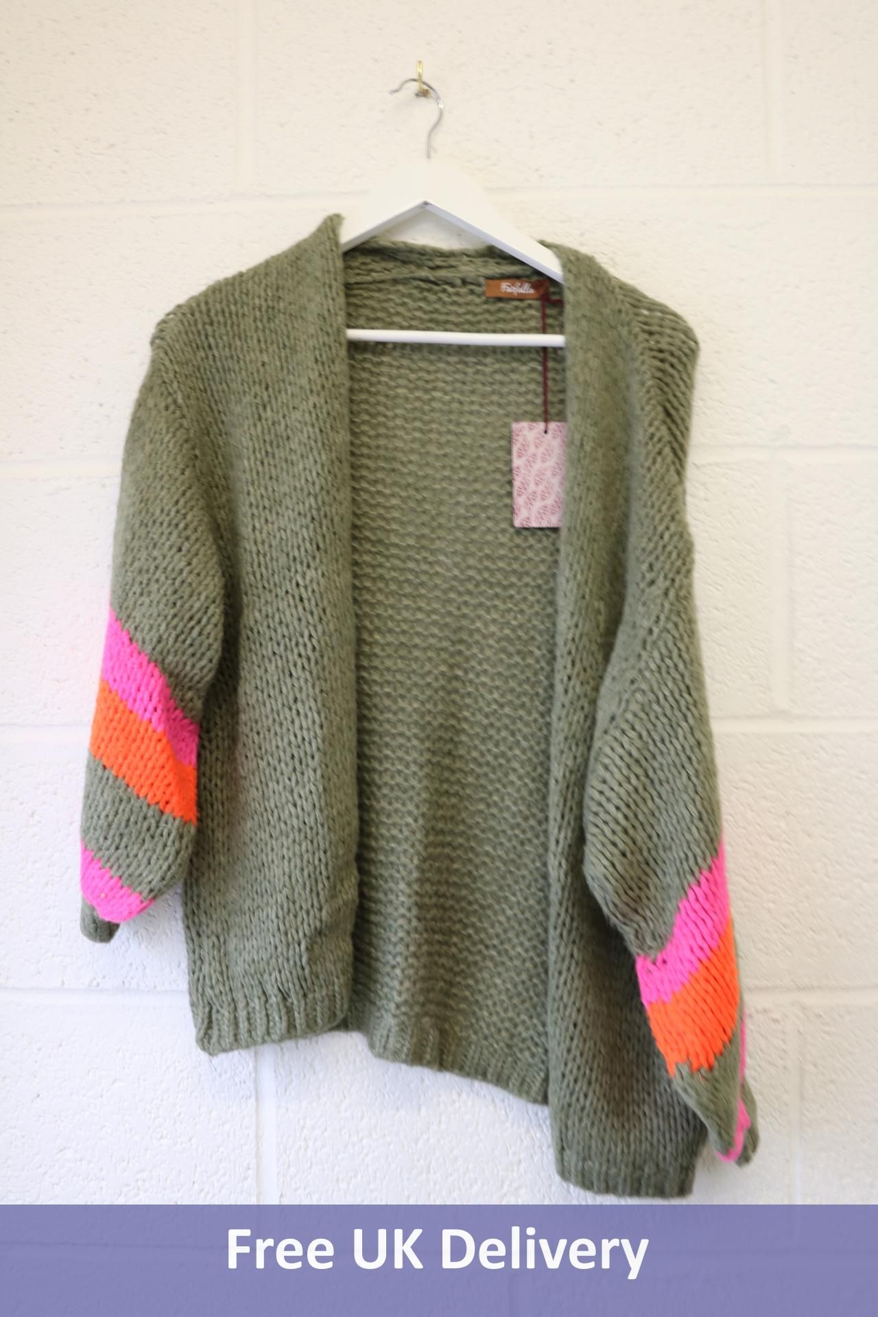 Farfalla Women's Knit Cardigan, Olive/Pink, One Size